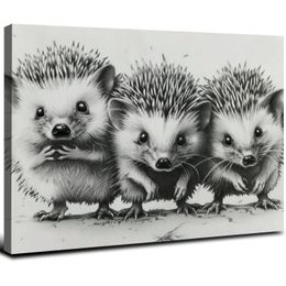 Cine Hedgehog Tela Painting Wall Art Art in bianco e nero Poster Poster Artwork Picture per l'arredamento della camera da letto