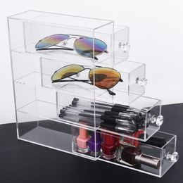 Multifunction Clear Acrylic Makeup Organizer Storage Box Portable Make Up storage drawer Glasses pen Cosmetic display box1 301D
