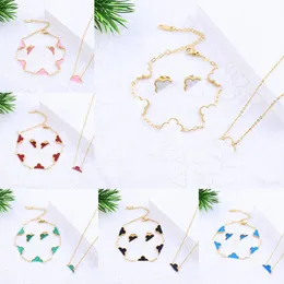 Guldpläterad designer smycken sätter blommor fyrbladklöver cleef fashional hänge armband örhängen halsband bröllop fest