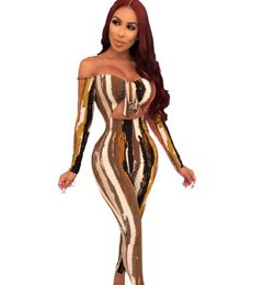 Sexy Off Shoulder Rompers Womens Jumpsuit Long Sleeve Print Bandage Bodycon Jumpsuit Autumn Elegant Party Sexy Club270n2342315