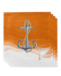 Take Out Containers Ocean Gradient Anchor Orange Table Napkins Cloth Set Handkerchief Wedding Party Placemat Holiday Banquet Tea