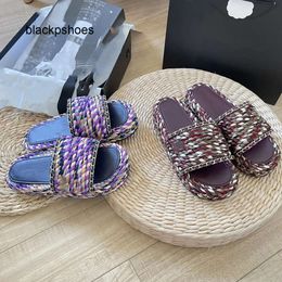 Channel CF Designer Braid Chanells Womens Colourful Flip Flops New Weave Slippers Slides Loafers Sandals Casual Shoes Fashion Versatile Size 35-40