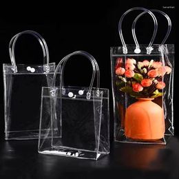 Storage Bags 5pcs Transparent Gift With Handles Soft PVC Shopping Bag For Flower Shop Favors Packaging Wedding Birthday Gifts Wrappers