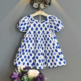 Girl's Dresses 2024 Summer Little Girl Casual Princess Dress Fashion Fluffy Sleeves Cute Childrens Flower Preschool H240527