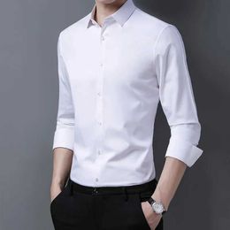 Men's Casual Shirts Mens Casual Fashion Classic Basic Business Solid Colour Long Sleeved white Shirt Plus Size 6XL 7XL 8XL z240528