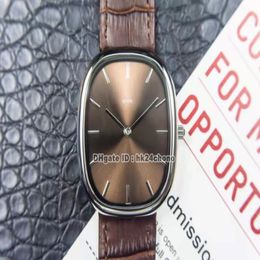 High Quality Watches Golden Ellipse Stainless Steel Miyota 9015 Autoamtic Mens Watch 3738 100G-012 Sapphire Brown Dial Leather Strap Ge 268y