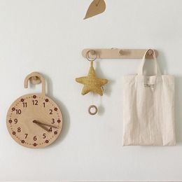 Modern Mute Clock Wooden Wall Hanging Round Silent Non-Ticking Clock Children Bedroom Nursery Living Room Home Decoration