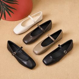 Spring Designer Woman Elegant Square Toe Solid Lolita Girl Ballerina Loafers Flats Kawaii Barefoot Party Mary Jane Shoes 240524