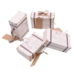 DIY Candy Box Paper Wedding Favours Travel Paper Gift Packaging Boxes with handle Rope tags Birthday Baby Shower Party Supplier