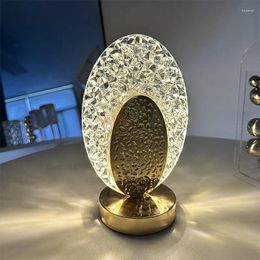 Table Lamps Modern Simple Peacock Feather Metal Lamp Bedroom Room Bed Acrylic Crystal Decoration Small Night Light Atmosphere