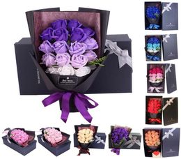 Decorative Flowers Wreaths 18pcs Creative Scented Artificial Soap Rose Bouquet Gift Box Simulation Valentines Day Birthday Decor2772427