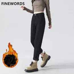 Women's Jeans FIORDS High Waist Cashmere Harem Women Korean Casual Streetwear Thicken Winter Vintage Boyfriend