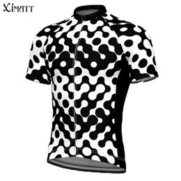New Style Summer Black White Chain Men's Cycling Jersey Short Sleeve XIMATT Outdoor Bmx Motocross Sport Clothing Customizable