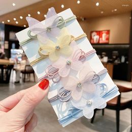Hair Accessories 5PCS Fashion Sweet Scrunchies Organza Bow Knot Rope For Women Ponytail Holder Solid Colour Bands