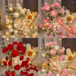 Party Decoration LED Rose String Lights Valentine's Day Wedding For Home Fairy Light Artificial Flowers Lamp Garden Decor