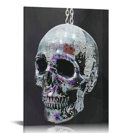 Deadth by Disco Ball Skull Poster Black And White Posters Canvas Wall Art Prints for Wall Decor Room Decor Bedroom Decor Gifts
