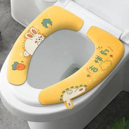 Toilet Seat Covers 2pcs Cartoon Cushion Household With Handle Adhesive Waterproof Cover