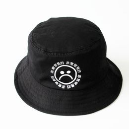 Wholesale-Free shipping Do not fade cotton Breathable black print hip hop cap sad boys panama bucket hats men bob boonie fishing hat 284H