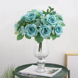 Decorative Flowers 7 Head Rose Simulation Home Artificial Flower Wedding Po Props Decoration