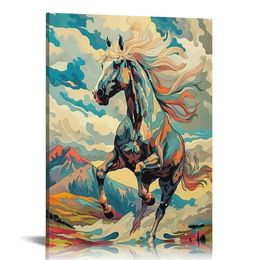 Running Horse Animal Poster For Room Aesthetic Poster Decorative Painting Canvas Wall Art Living Room Posters Bedroom Painting