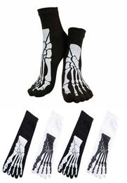 1 pair Socks Punk Rock Men039s 3D Print Terror Skeleton Toe Socks Bone Male Short Socks Hip Hop Scary Skull Five Finger Odd Sox9945035