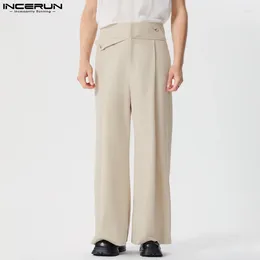 Men's Pants INCERUN 2024 American Style Trousers High Waisted Design Wide Leg Long Casual Streetwear Male Solid Pantalons S-5XL