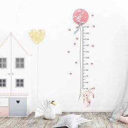 Wall Decor Balloon Rabbit Wall Stickers for Baby Girls Room Kids Room Height Grow Up Chart Height Measurement Wall Decals Nursery d240528