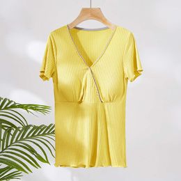 Fdfklak Modal Nursing Mothers Clothes For Pregnant Women Summer Short Sleeve Maternity Pamas Top M-3XL Large Nightwear