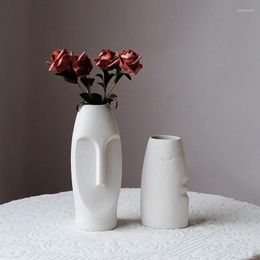 Vases Modern Ceramic Vase Nordic Abstract Human Face Statue Figurine Office Home Decoration Desktop Handmade Sculpture Decorative