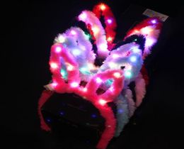 Kids Easter Bunny Rabbit Ears Cosplay Headband Child Adult Soft Furry Plush Hair Band Party Led Glow Headwear Event favors customi6830670