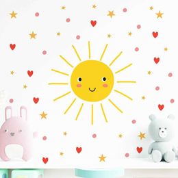 Wall Decor Cartoon Smile Sun Wall Decals for Kids room Nursery Wall Decor Home Decoration Removable DIY Sticker on Wall Backdrop Art Murals d240528