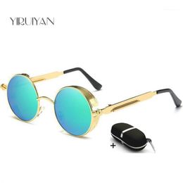 Sunglasses Polarised Gothic Men Steampunk Round Metal Frame Sun Glasses Women Eyewear Brand Designer High Quality UV4001 2226