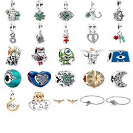 Neue beliebte 925 Sterling Silver Ohrring -Serie Moon String Dekoration mit Liebe Anhänger für Pandore Armband DIY Frauen Schmuck Geschenk