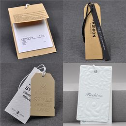 100Pcs/Lot Stock High Quality Paper Price Tags With Strings Clothing Top Grade Hang Tag With Cords Clothes Paper Swing Labels