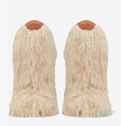 2022 Women Winter Snow Boots Genuine Real Hairy Ostrich Feather Flats Slip On Warm84616425987473
