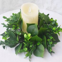 Decorative Flowers 25cm 5Styles Artificial Eucalyptus Leaves Wreath Candlestick Garland Christmas Wedding Party Table Door Wall Garden Decor