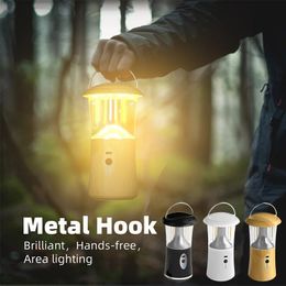 Outdoor Rechargeable Camping Lantern Tricolour Dimming Multi Camping Lamp 360° Strong Light Emergency Lighting Tent Chandelier 240528