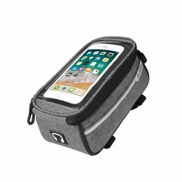 Bicycle Bags Panniers Bicycle Touch Screen Mobile Phone Bag Waterproof Mountain Bike Front Beam Bag Bicycle Accessories