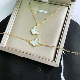 Charm Brilliant Jewellery Van necklace Butterfly Necklace Womens Silver Plated 18K Gold Mini Small White LUDJ
