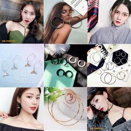 Stud Earrings Versatile Fashion Ring Simple Atmosphere Female Star Same Extremely Style Hollow Circle