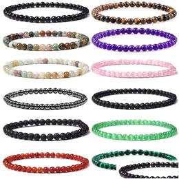 Beaded 4Mm Natural Crystal Stone Handmade Strands Elastic Energy Charm Bracelets For Women Men Bangle Yoga Jewelry Drop Delivery Dhm7D