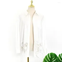 Women's Blouses Women Blouse Long Sleeve Turn Down Collar White Cotton Shirts Female Fashion Slim Top Shirt