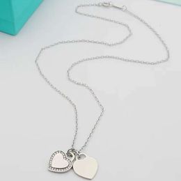 Tiffanyjewelry Designer Jewelry Woman Tiffanyjewelry Heart Necklace Diamond Heart Double Heart Tiffanyjewelry Gold Necklace High Quality Jewelry 206