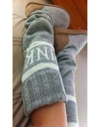 US412 Winter New Women socks boots Cute Pink Letters Knitted Sweaters Solid Slipon Half Snow Boots Casual Warm Shoes whole6083612
