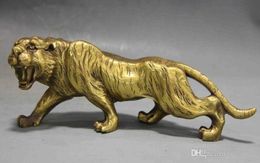 Chinese Fengshui Copper brass Animal Zodiac Year Lucky Tiger Statue8277619