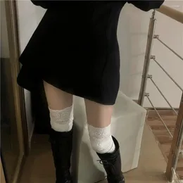 Women Socks Soft Stockings Japanese Style Lace Patchwork Over Knee Women's High Elasticity Thick Warm Knitted For Winter