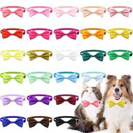 Dog Apparel 50/100 Pcs Colorful Bowties Soft Polyester Bows Adjustable Collar Cat Grooming Ties Pet Supplies 25 Colors