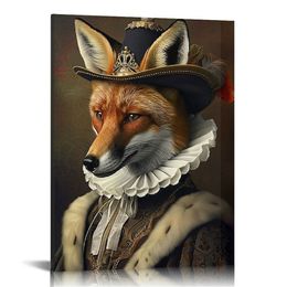 Arystokratyczny plakat Fox - Renesansowy druk - Portret Art - Fox Art - Prezent dla mężczyzn, Kobiet Animal Lover - Zabawny wystrój do salonu, sypialnia lub pokój sztuka ścienna