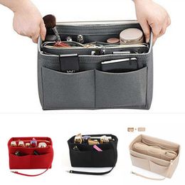 Felt Purse Insert Organiser Portable Cosmetic Bag Fit For Handbag Tote Various Bag Fashion Makeup Bag Organiser Necessaire 210729 228V