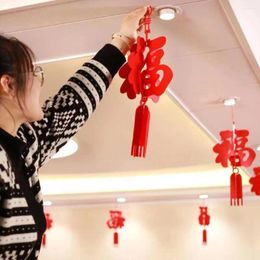 Decorative Figurines 2cps Non-woven Fabric Chinese Felt Lantern Hanging Decoration Three-dimensional Year Red